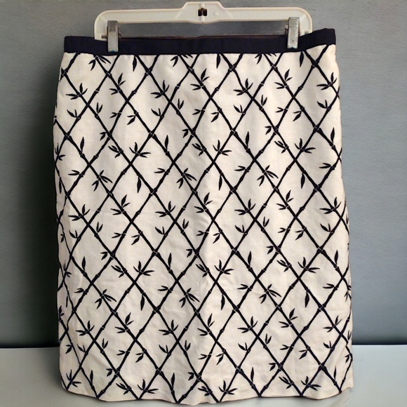 Talbots Dresses & Skirts - Talbots Bamboo Patterned Linen/Rayon Blend Skirt, Size 14, White with Black, NWT